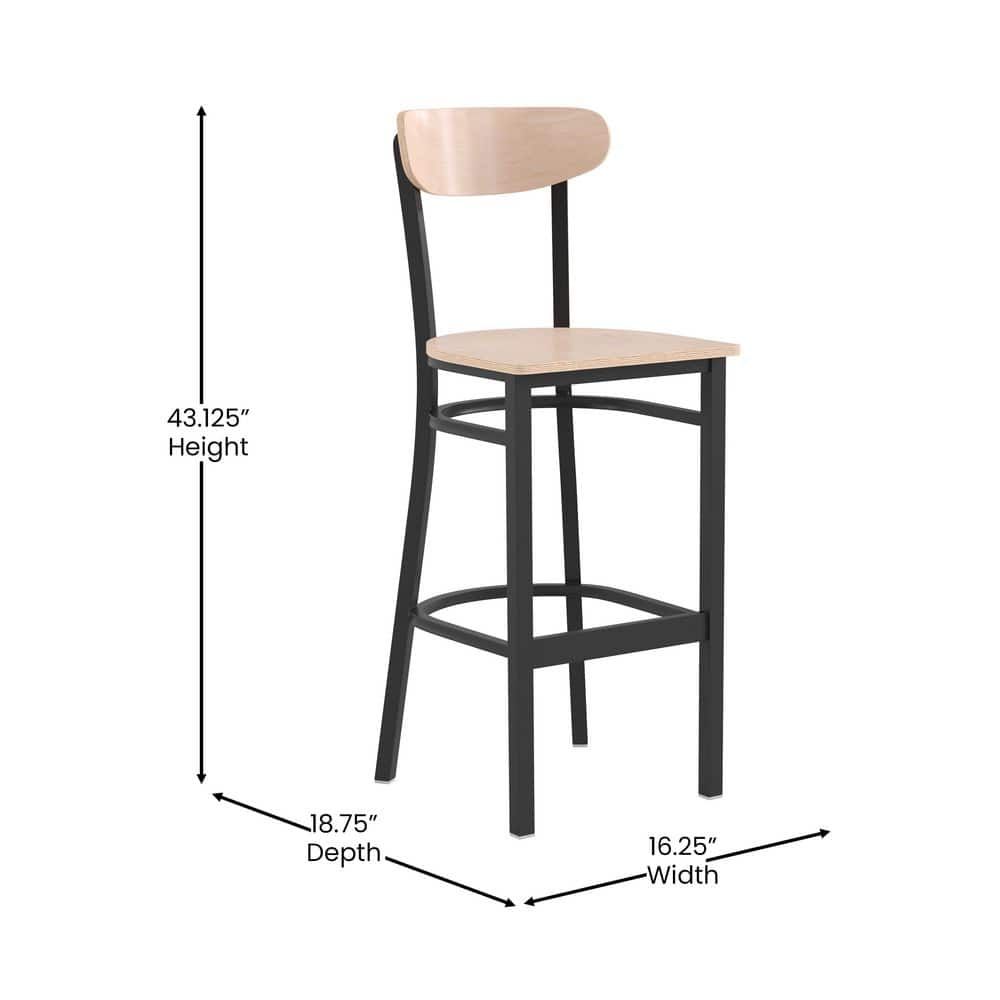 Carnegy Avenue 30 in. Natural Birch Full Metal Bar Stool with Wood Seat Set of 2 CGA-XU-504692-NA-HD