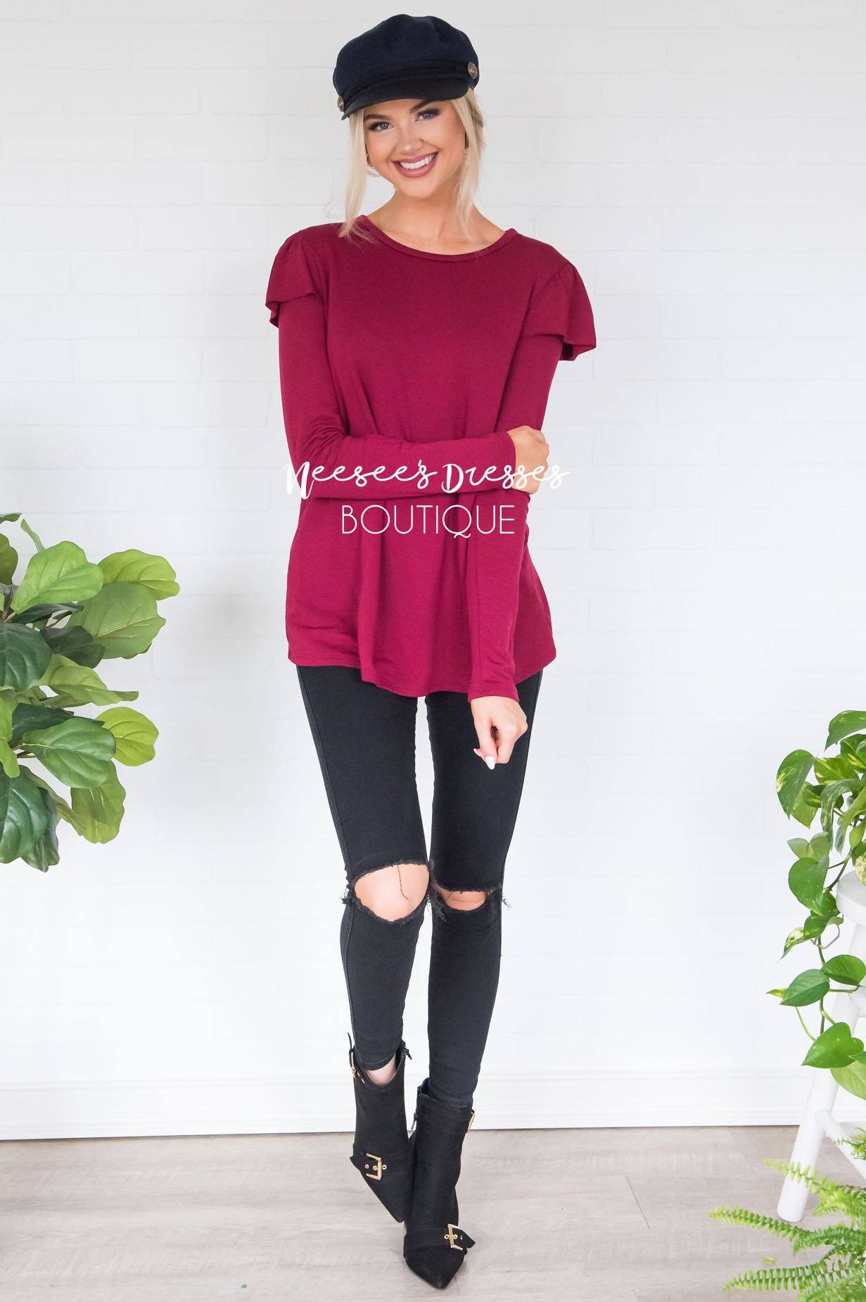 You're So Beautiful Ruffle Sleeve Top