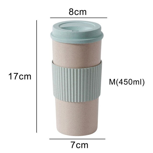 Wheat Fiber Straw Coffee Mug Double-wall Insulation Eco-friendly Coffee Cup Travel Leakproof Gift Mugs