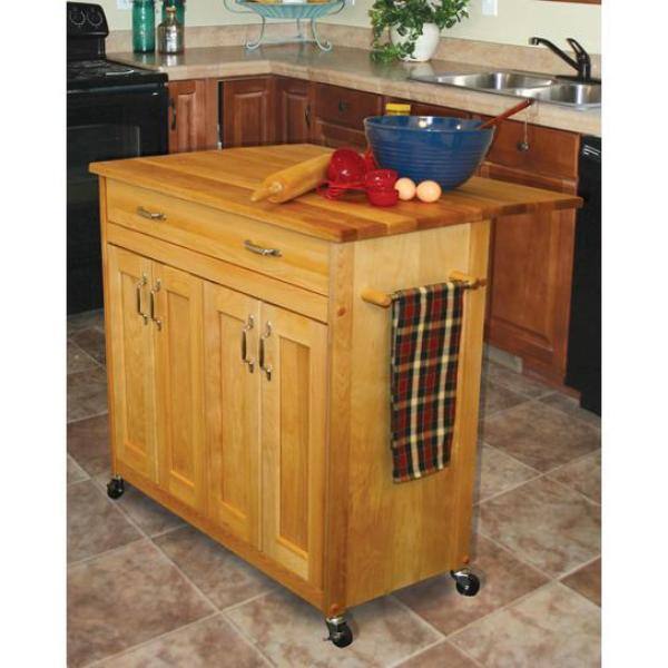 Catskill Craftsmen Natural Wood Kitchen Cart with Drop Leaf 51538