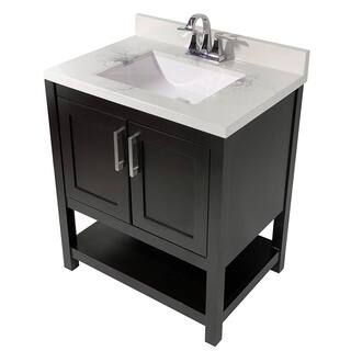 Amluxx Tufino 31 in. Bath Vanity in Espresso with Cultured Marble Vanity Top w Backsplash in Carrara White with White Basin TF30ES-T31CRB