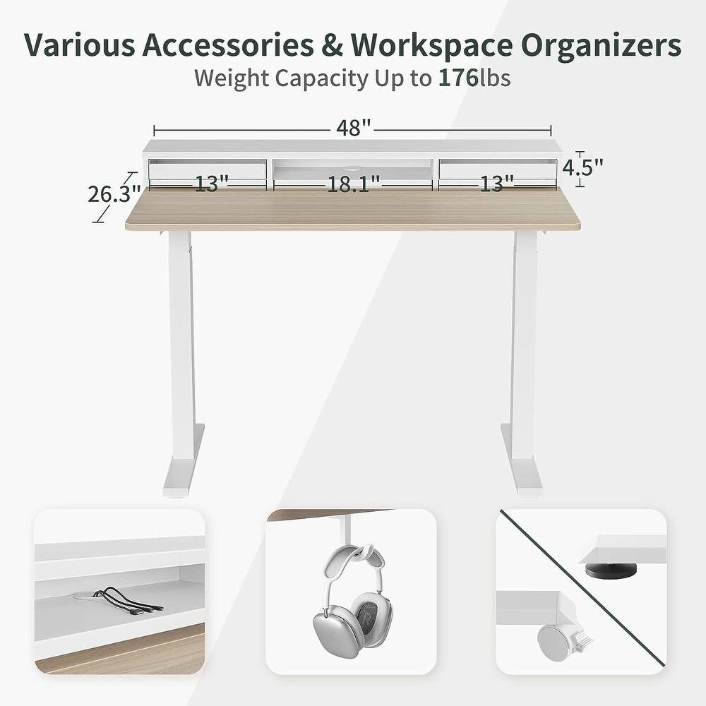 FEZIBO/Home Office Fuirniture/Wood/Standing Desk With 2 Drawers Storage /Desks