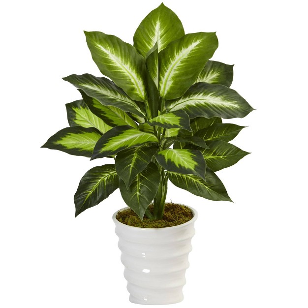 X 15 Artificial Dieffenbachia Plant In Swirl Planter - Nearly Natural