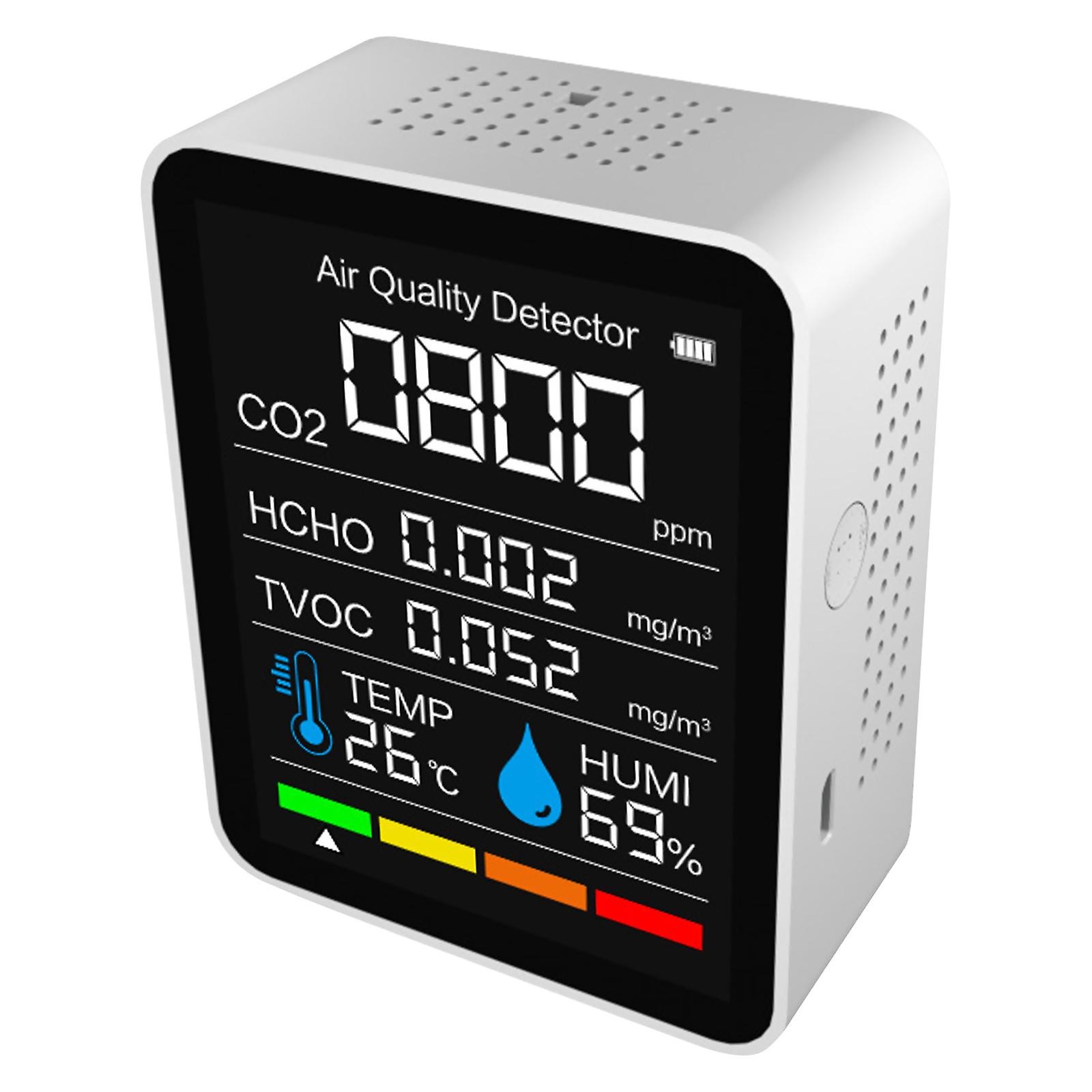 Air Quality Monitor Carbon Dioxide Meter 5in1 For Test Temperature Humidity Carbon Dioxide Tvoc Hcho Bt App 1440 Groups Of Data Purple