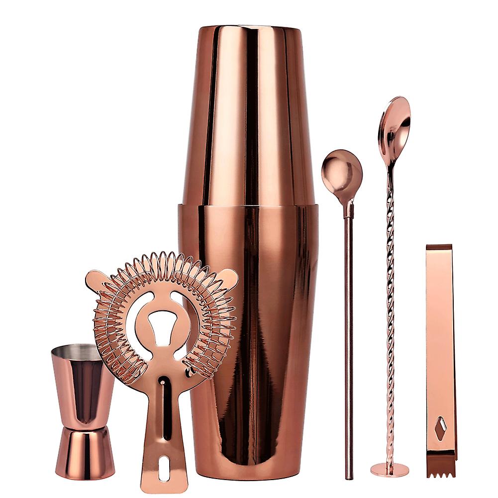 Rose Gold Boston Shaker 6pcs Bar Cocktail Set Drink Making Shaker Kit Stainless Steel Mixer Making Gift