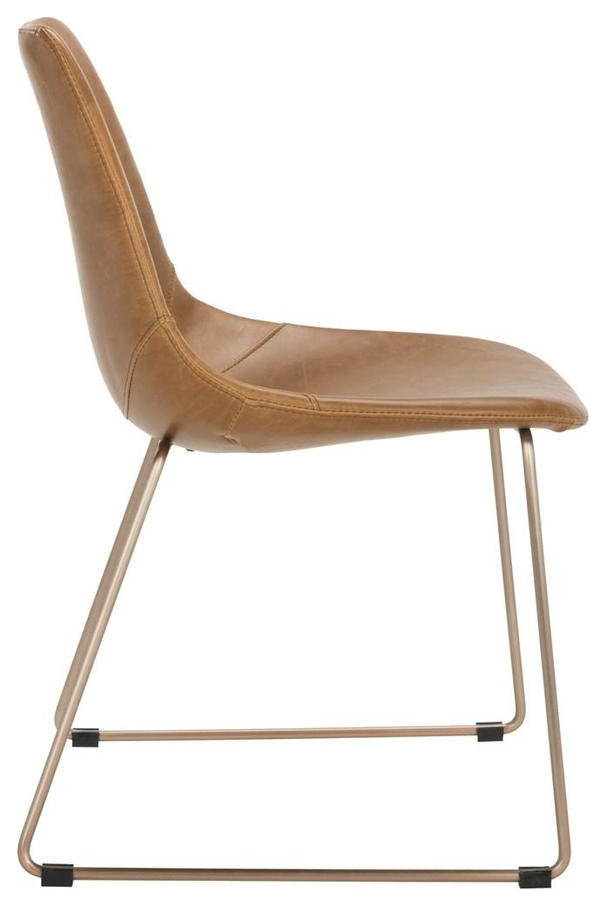 Ginger Midcentury Modern Leather Dining Chair  Set of 2  Light Brown/Copper   Contemporary   Dining Chairs   by V.S.D Furniture  Houzz