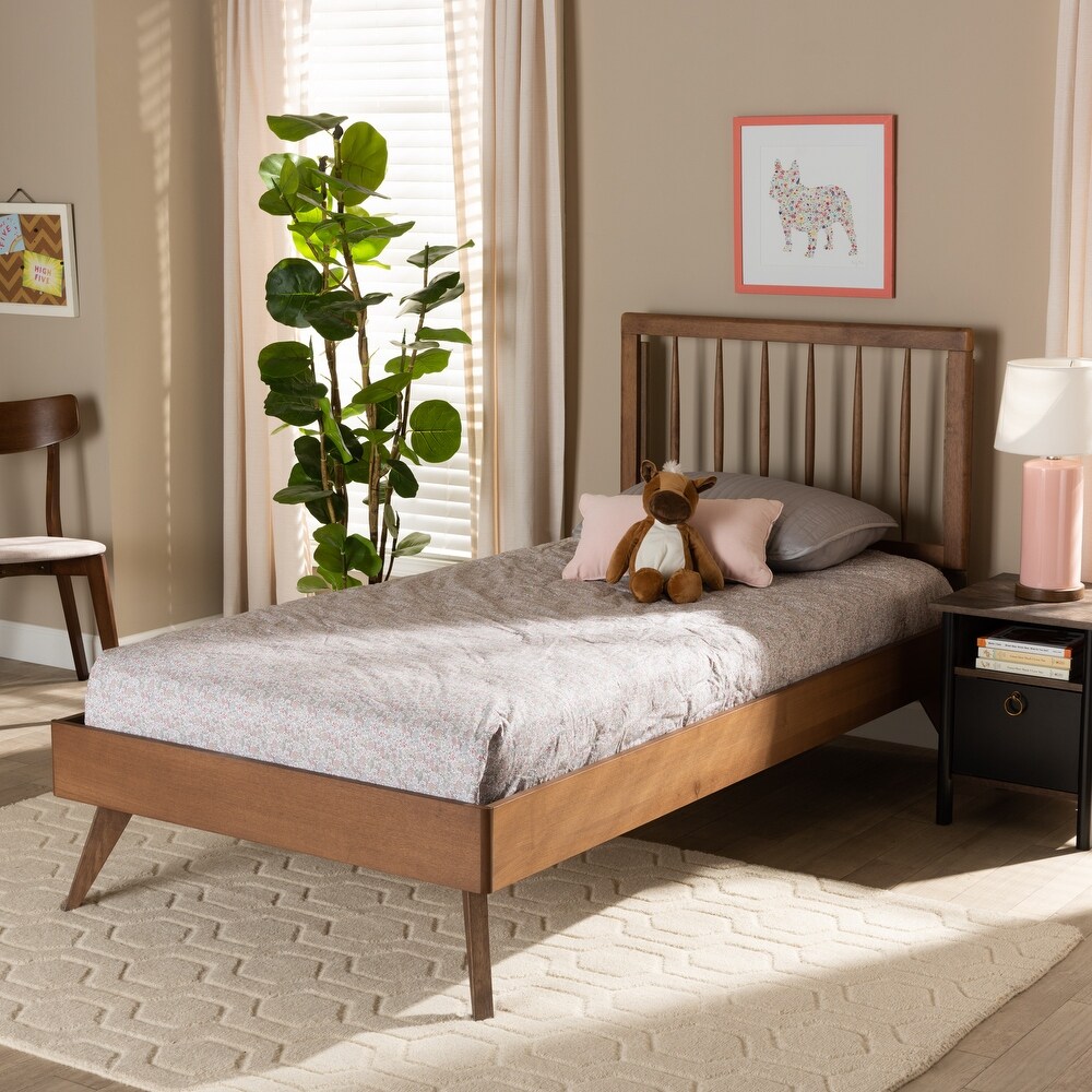 Toru Modern Ash Walnut Finished Wood Platform Bed