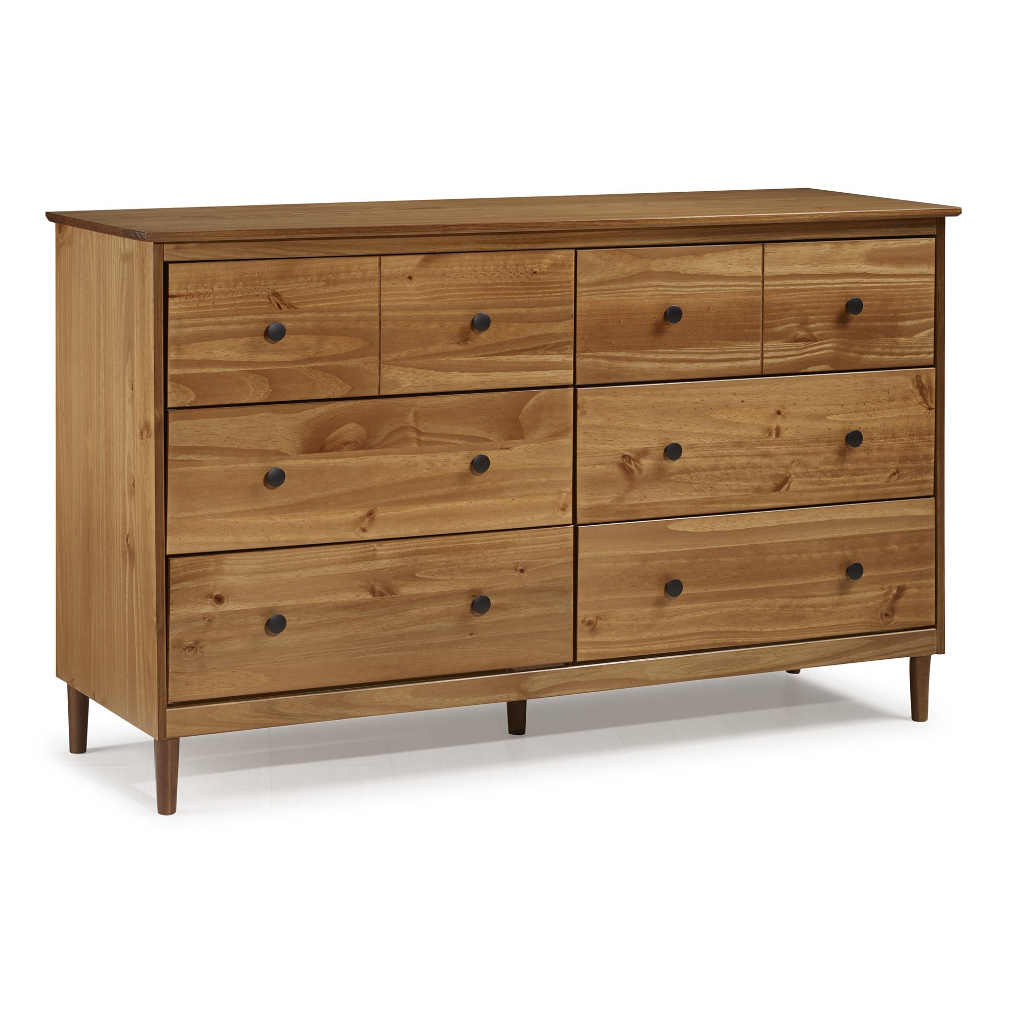 6 Drawer Solid Wood Dresser in Caramel