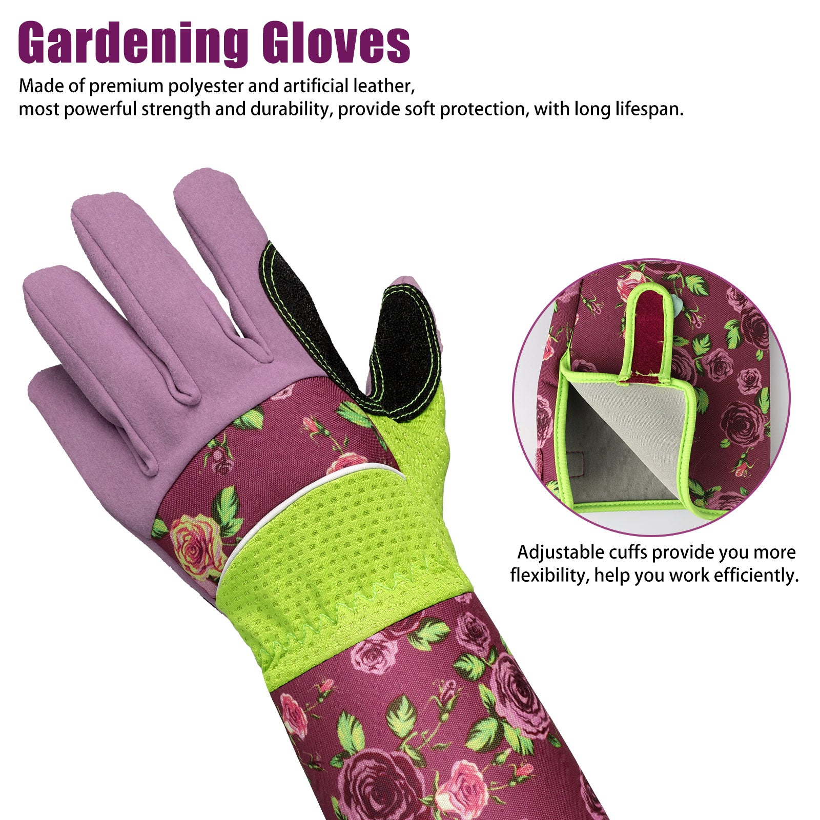 TSV Gardening Gloves for Women, Long Sleeve Thorn Proof Gardening Gloves, Rose Pruning Thorn & Cut Work Proof Long Gauntlet, Puncture Resistant, Breathable Non-Slip, Pink