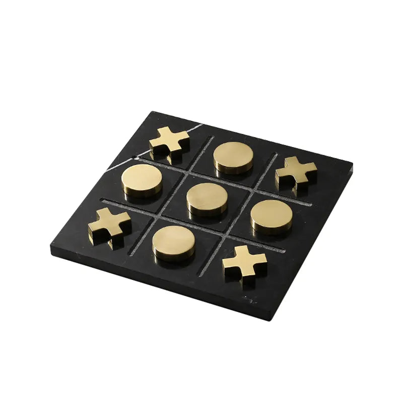 Pre Order 25 Days Delivery Black Marble Board Game With Gold Stainless Steel Pieces Fc-W2108A