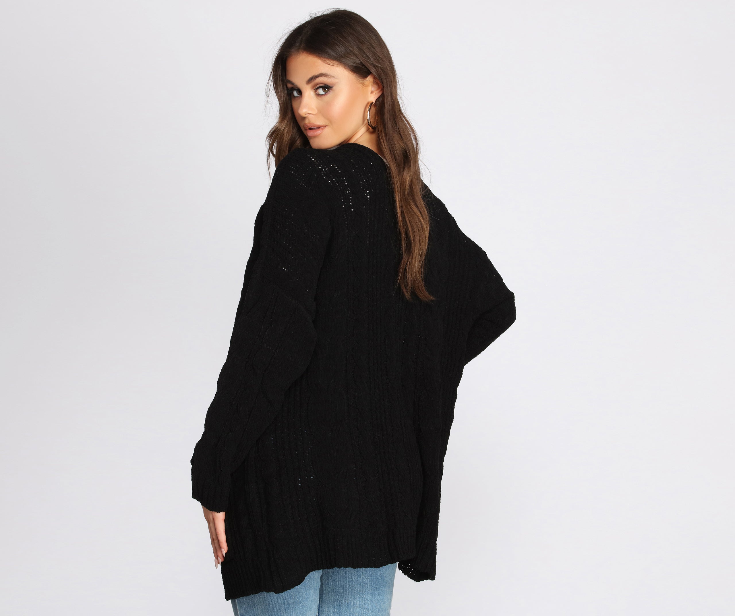 Cuddle Up In Cable Knit Cardigan