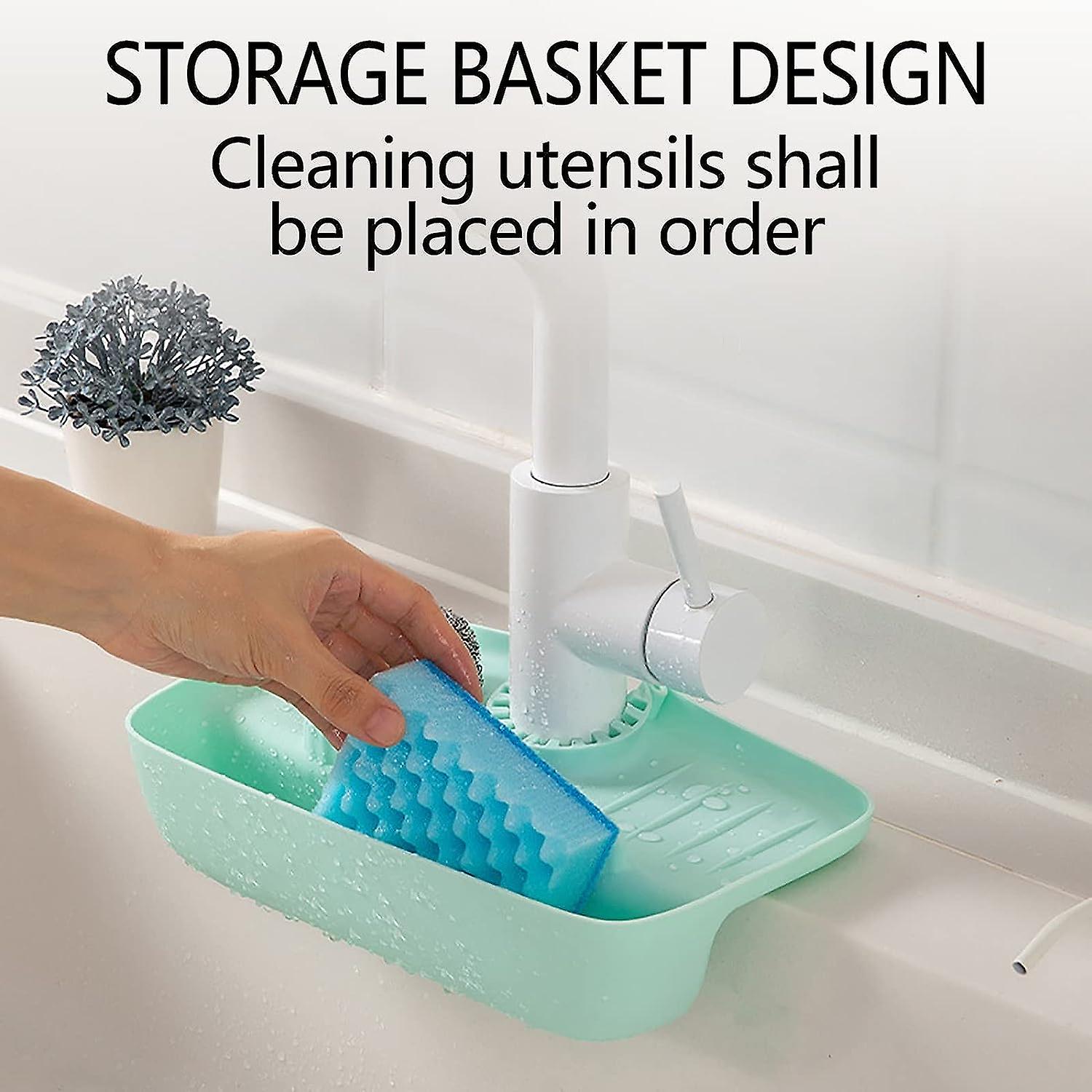 Kitchen Faucet Splash-proof Draining Rack - Sink Water Collection Pad Non-slip Countertop Pad， Kitchen Rag Sponge Wipe Draining Storage Rack Kitchen B