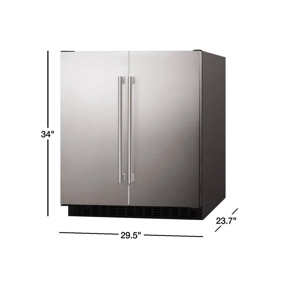 Summit Appliance 30 in. 5.4 cu. ft. Built-In Side by Side Refrigerator in Stainless Steel Counter Depth FFRF3070BSS