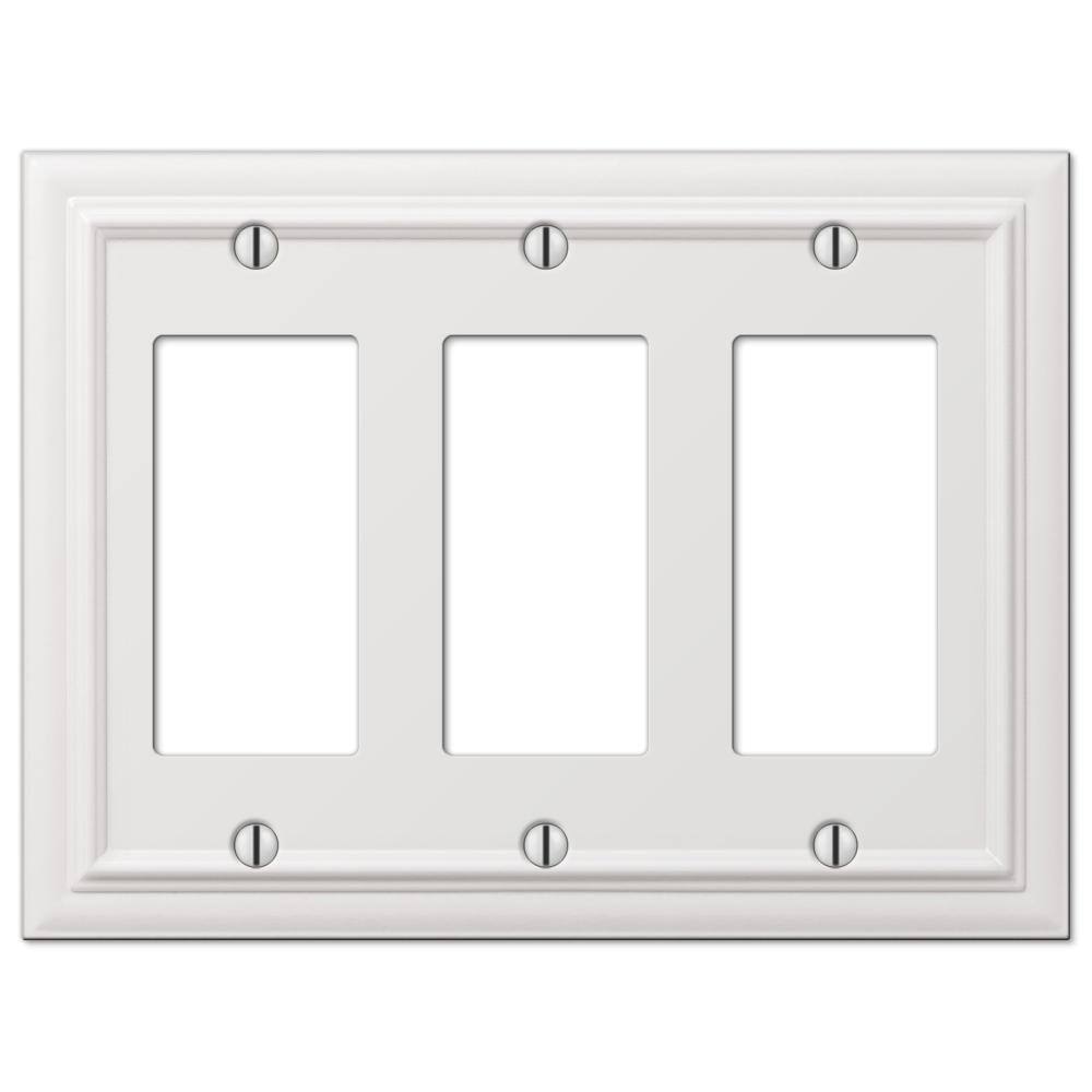 AMERELLE Continental 3 Gang Rocker Metal Wall Plate - White 94RRRW