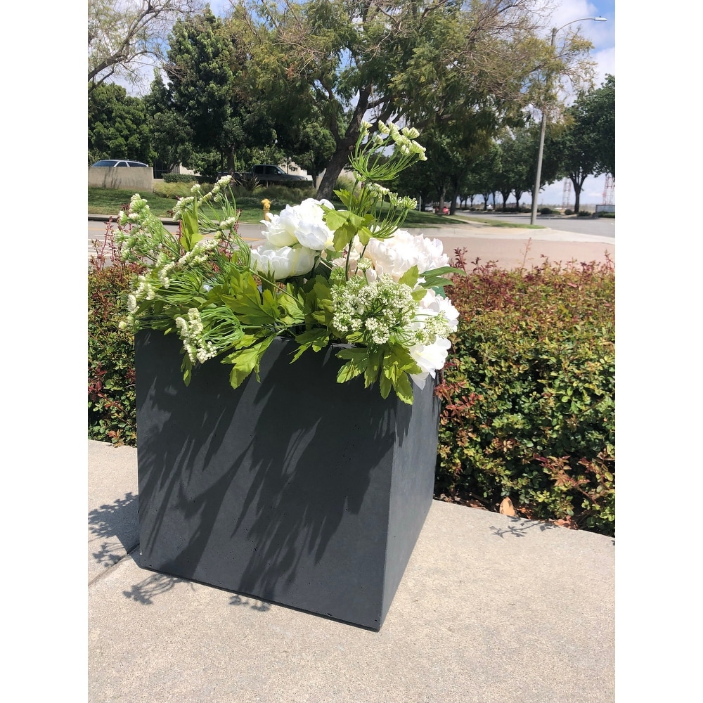 Durx litecrete Lightweight Concrete Modern Square Granite Planter Medium   11.8'x11.8'x11.8'