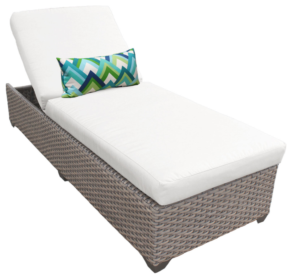 Florence Chaise Outdoor Wicker Patio Furniture Aruba   Tropical   Outdoor Chaise Lounges   by TKClassics  Houzz