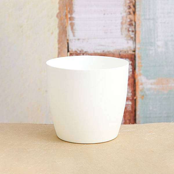 5.3 inch (13 cm) Ronda No. 1412 Round Plastic Planter (White) (set of 6)