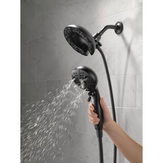 Delta In2ition 5-Spray Patterns 1.75 GPM 6.88 in. Wall Mount Dual Shower Heads in Matte Black 58480-BL-PK