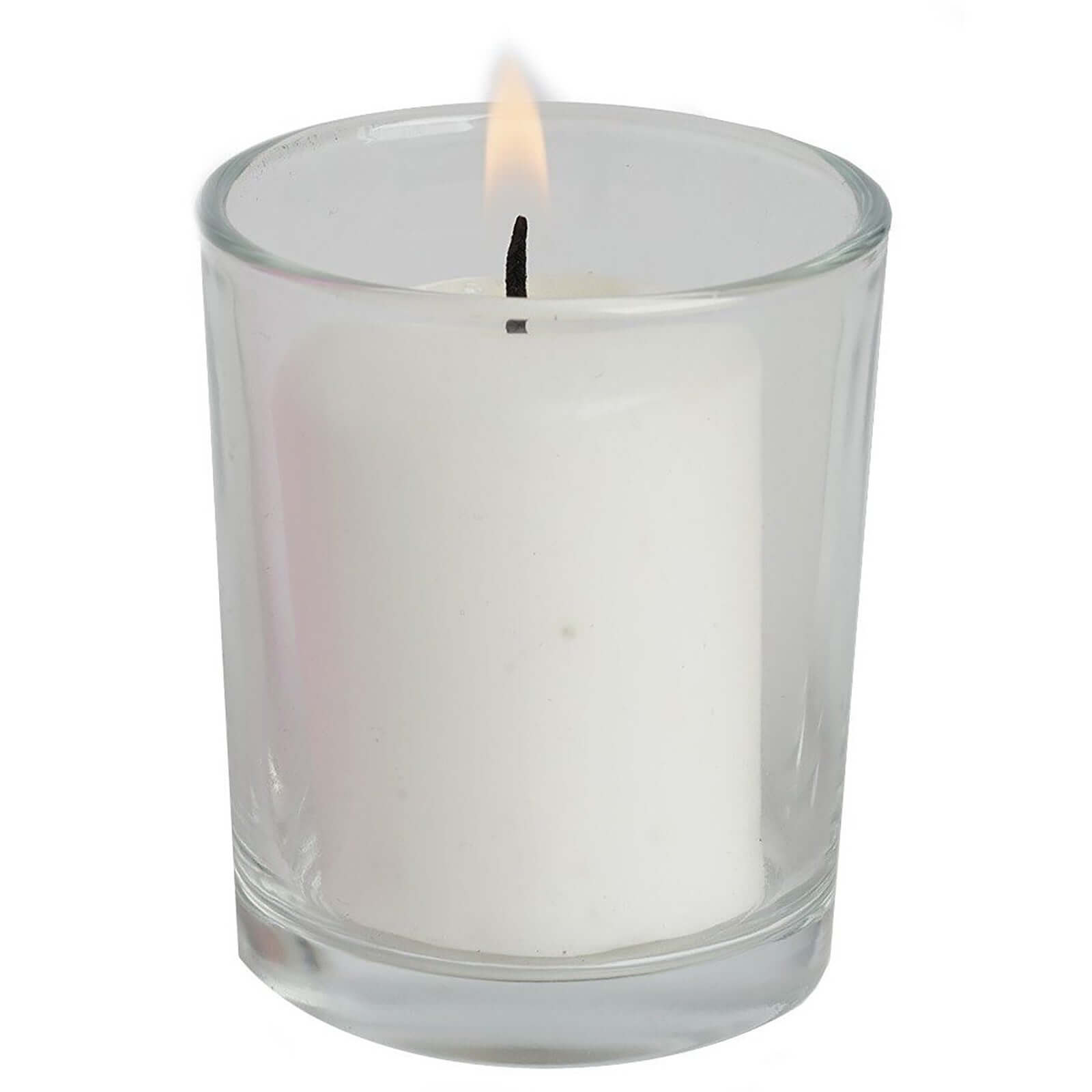 12 Pack White Votive Candle and Clear Glass Votive Holder Candle Set