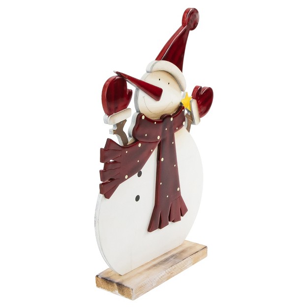 Glossy Snowman In Red Scarf And Mittens Christmas Decoration