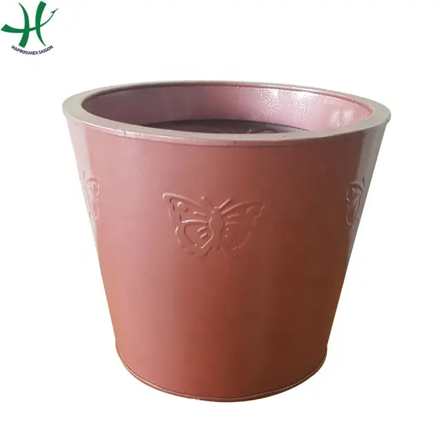 Square zinc planter pot made in Vietnam with plastic pot inside for Home decor (HZ 13 7565/2)