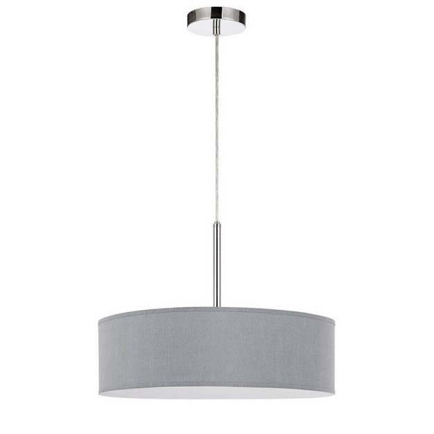 X 18 quot X 14 quot Led Metal Dimmable Pendant With Diffuser And Hardback Fabric Shade Gray Cal Lighting