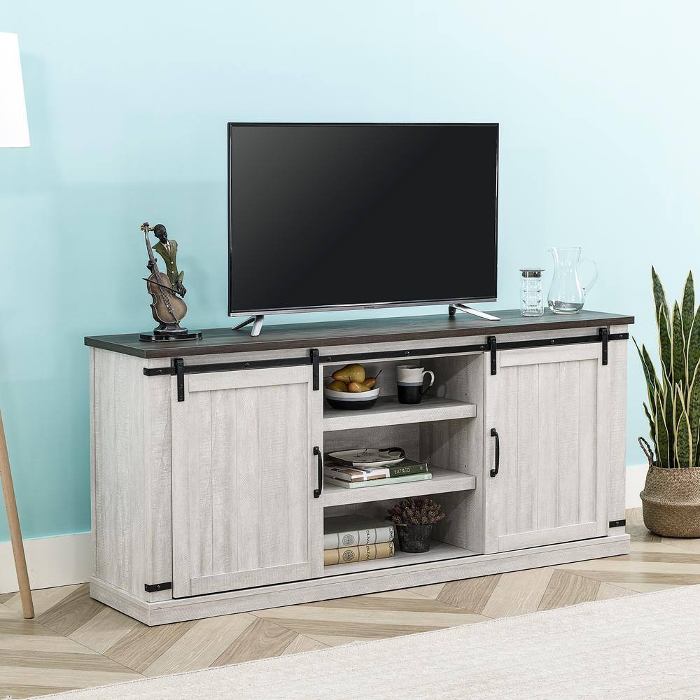 FESTIVO 68 in. White TV Stand for TVs Up to 70 in. FTS20721