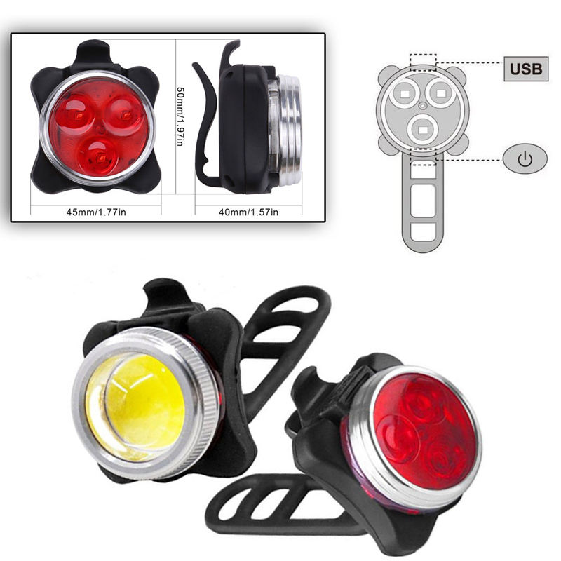 2 lighting model Zoomable red white LED bicycle lamp USB rechargeable Rear bike accessories light Cycling Signal equipment Lamp