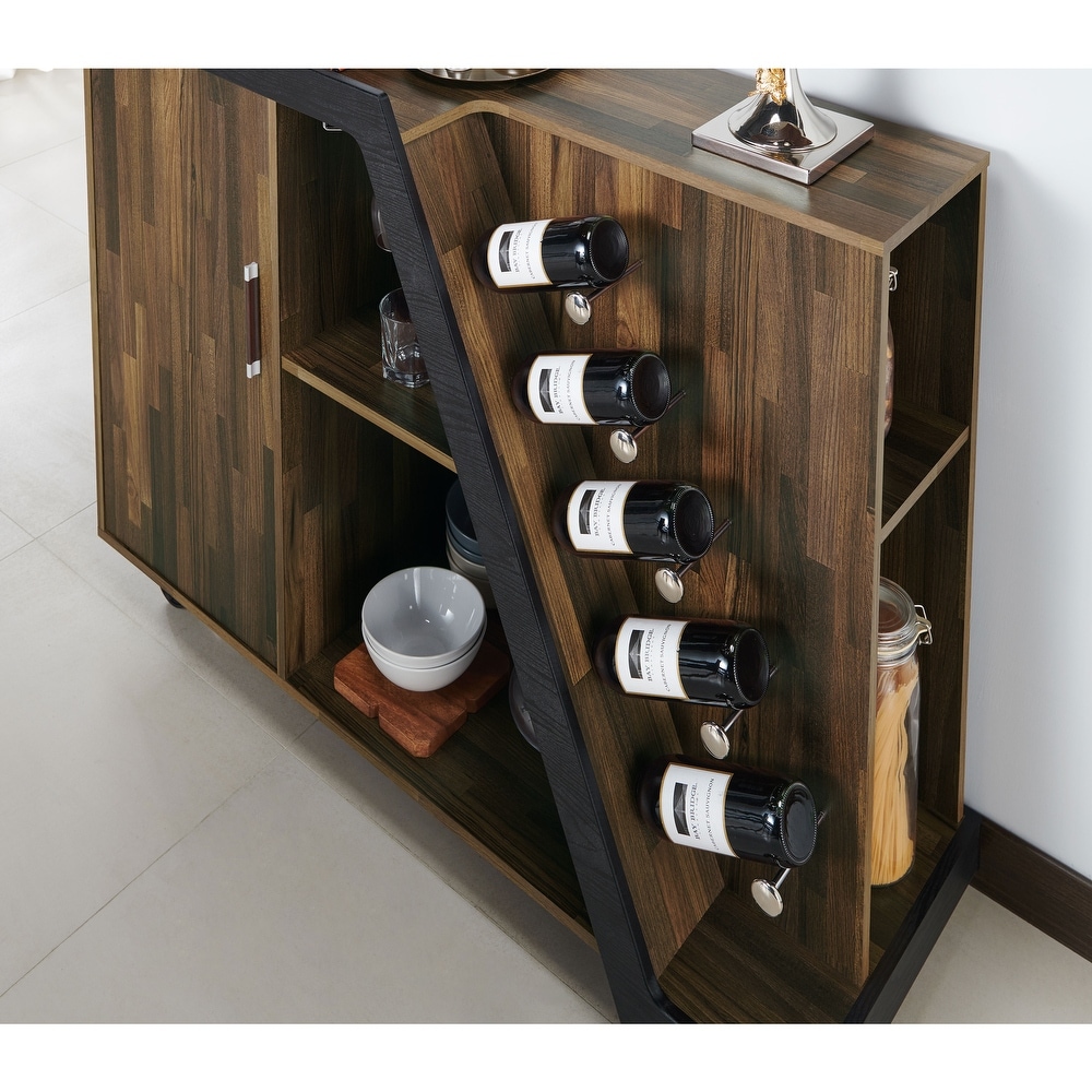 Furniture of America Tern Modern 6 shelf Mobile Wine Cabinet