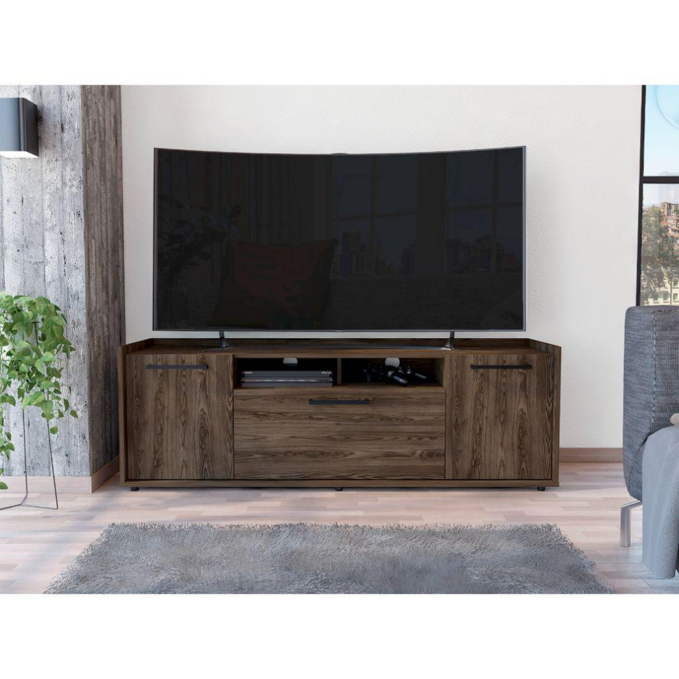 DEPOT E SHOP Hollywood Tv Stand   Back Holes  Two Door Cabinets  One...   Contemporary   Entertainment Centers And Tv Stands   by BisonOffice  Houzz