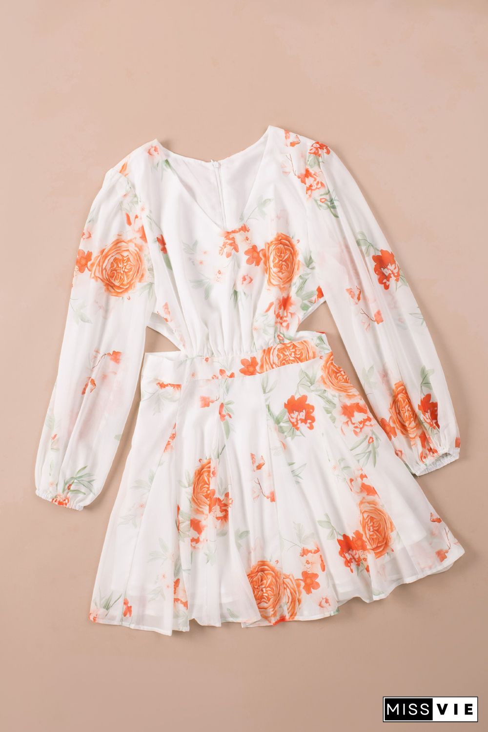 Long Sleeve Cut-out Floral Dress