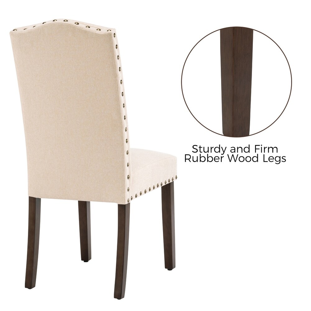 Fabric Upholstered Tufted Dining Chairs with Nailhead Trim Set of 4