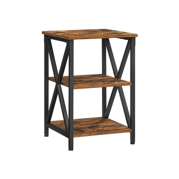 VASAGLE Industrial Brown 2-Tier End Table， Side Table with Storage Shelf