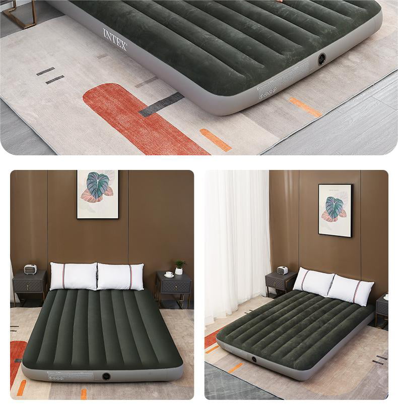 WANDF Bed Air Bed Camping Air Mattress Inflatable Bed Blow Up Mattresses Black 53.9 x 75 x 9.8 inches，Green