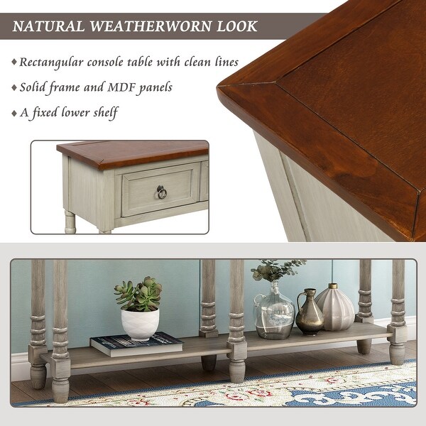 Console Table Entryway with Drawers and Shelf