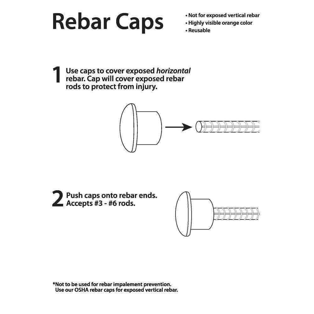 PROWORX Horizontal Rebar Safety Caps (250-Pack) 832029