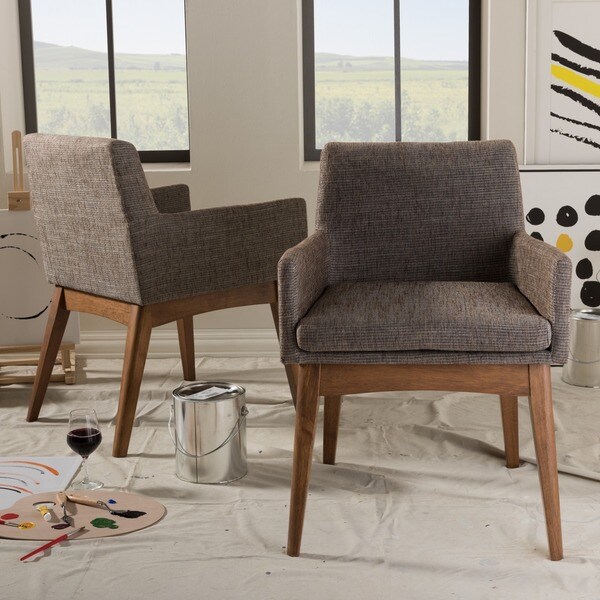 Carson Carrington Lillestrom Mid-Century Modern and Gravel Upholstered Dining Chairs