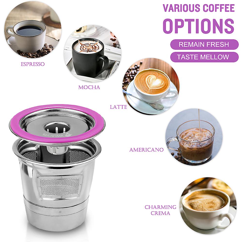 Stainless Steel Coffee Capsules Coffee Filters Cup Reusable Refillable Coffee Capsule Coffer Set For Keurig 2.0 1.0 Mini Plus Silver