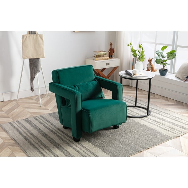 Velvet Open Back Upholstered Armchair with Pillow