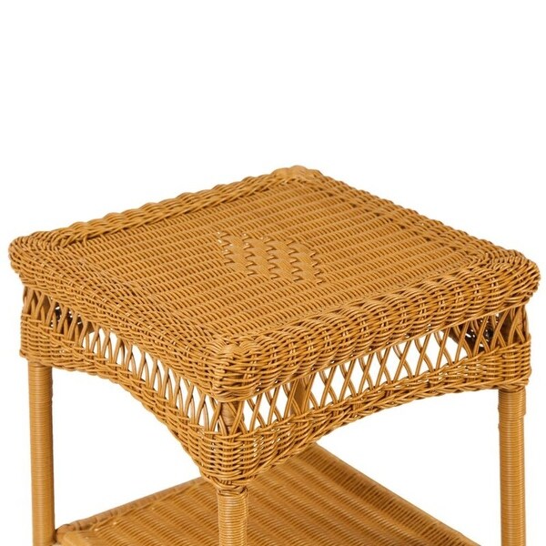 Portside Southwest Amber Square Outdoor Wicker Side Table