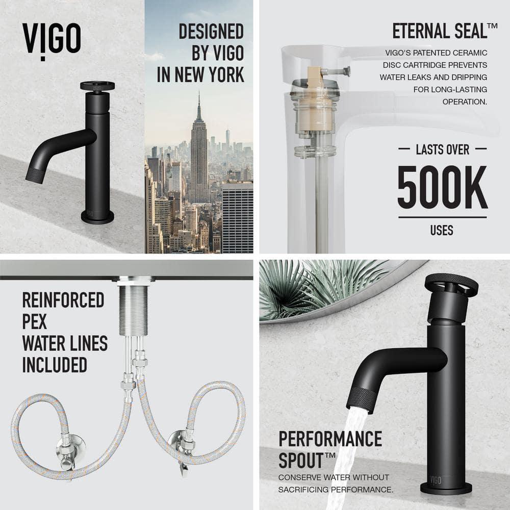 VIGO Cass Single Handle SingleHole Bathroom Faucet in Matte Black