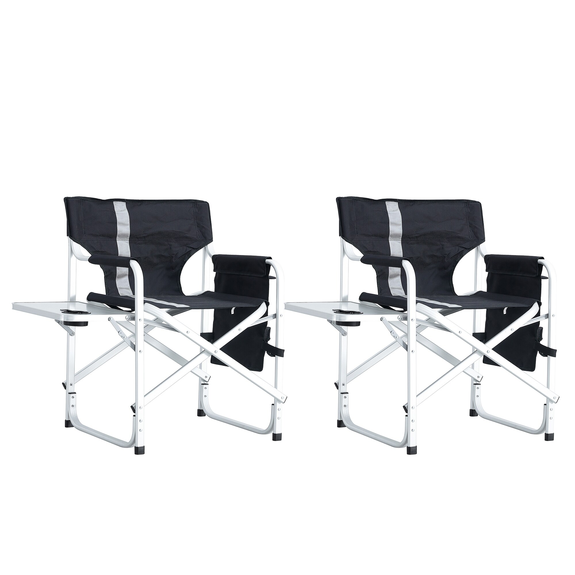 2-piece Folding Chair with Side Table and Storage Pockets，Lightweight Chair for Outdoor Camping - Overstock - 37530903