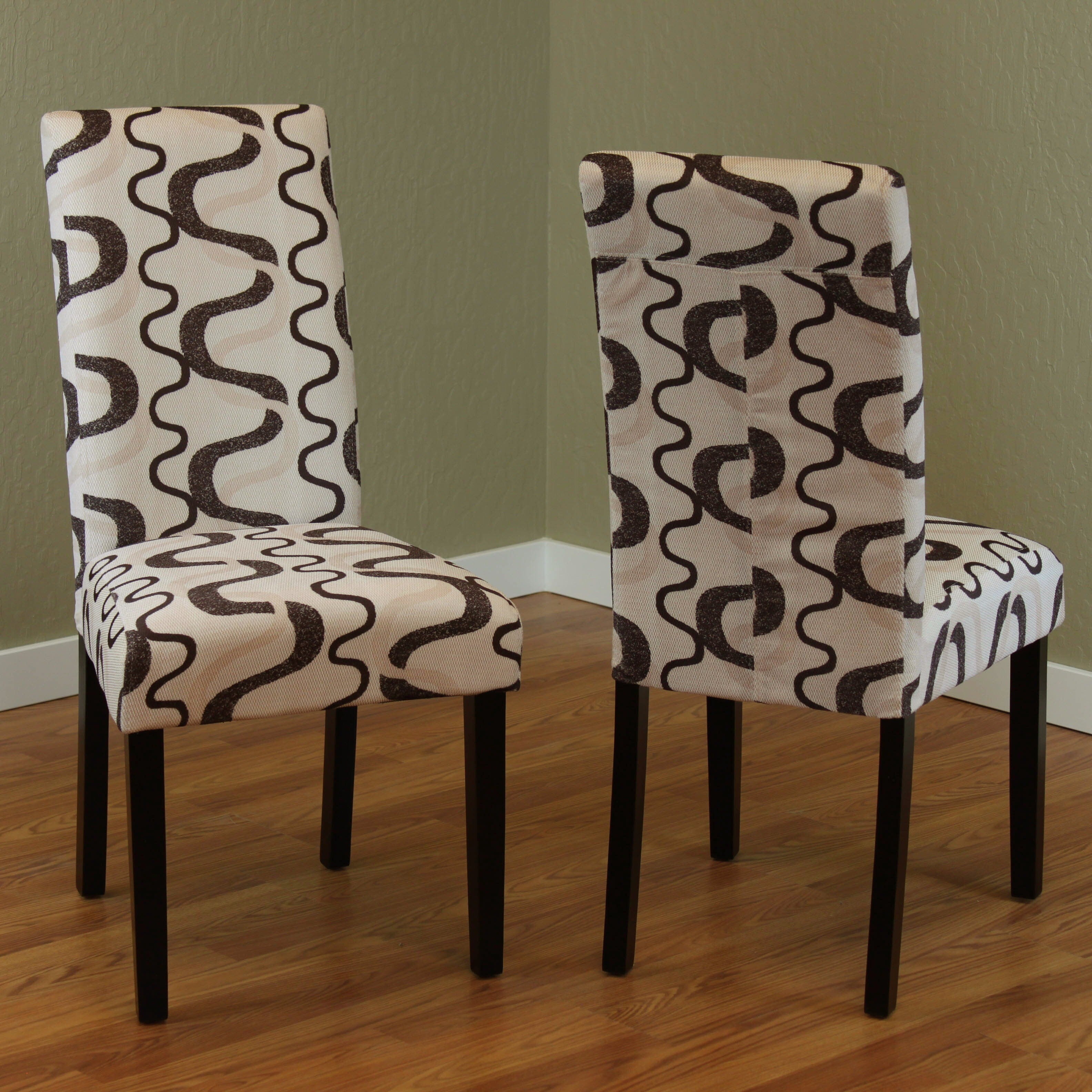 Villa Fabric Berry Print Dining Chairs (Set of 2)