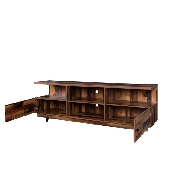 TV Stand Entertainment Center Console Table with 2 Doors and 4 Open Shelves - 83 inches in width