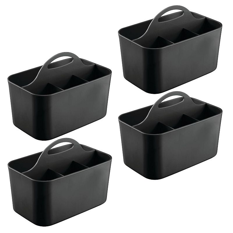 mDesign Small Plastic Storage Caddy for Desktop Office Supplies， 4 Pack - Black