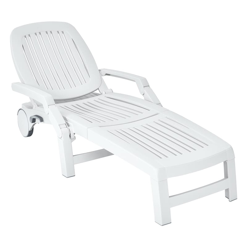 Outdoor Chaise Lounge Chair 6-Position Adjustable Patio Recliner with Wheels