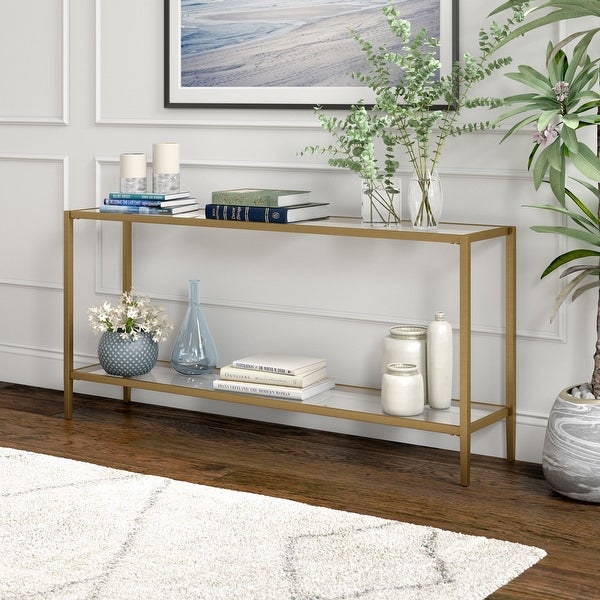 Hera 64'' Wide Rectangular Console Table with Glass Shelf