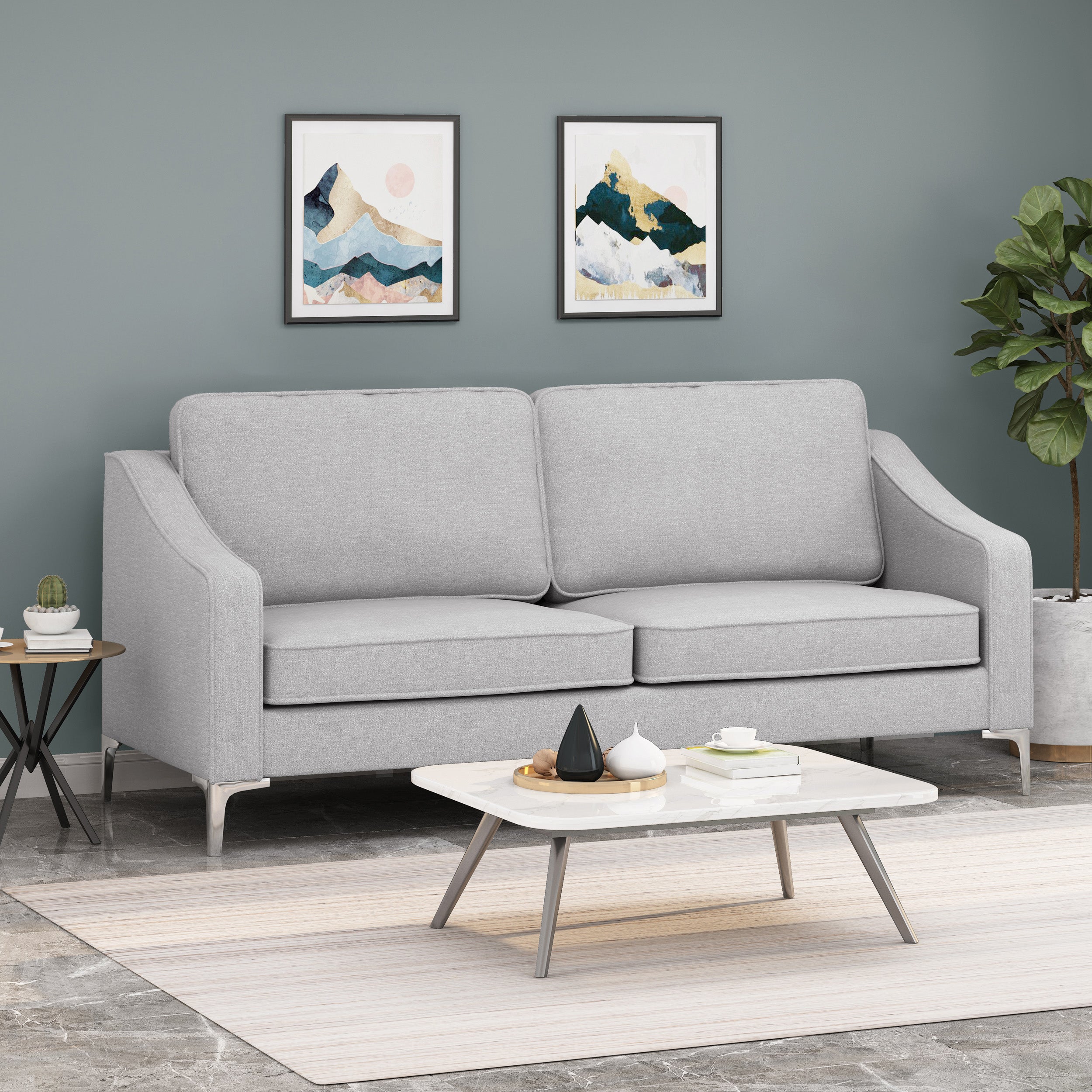 Erick Modern Fabric 3 Seater Sofa