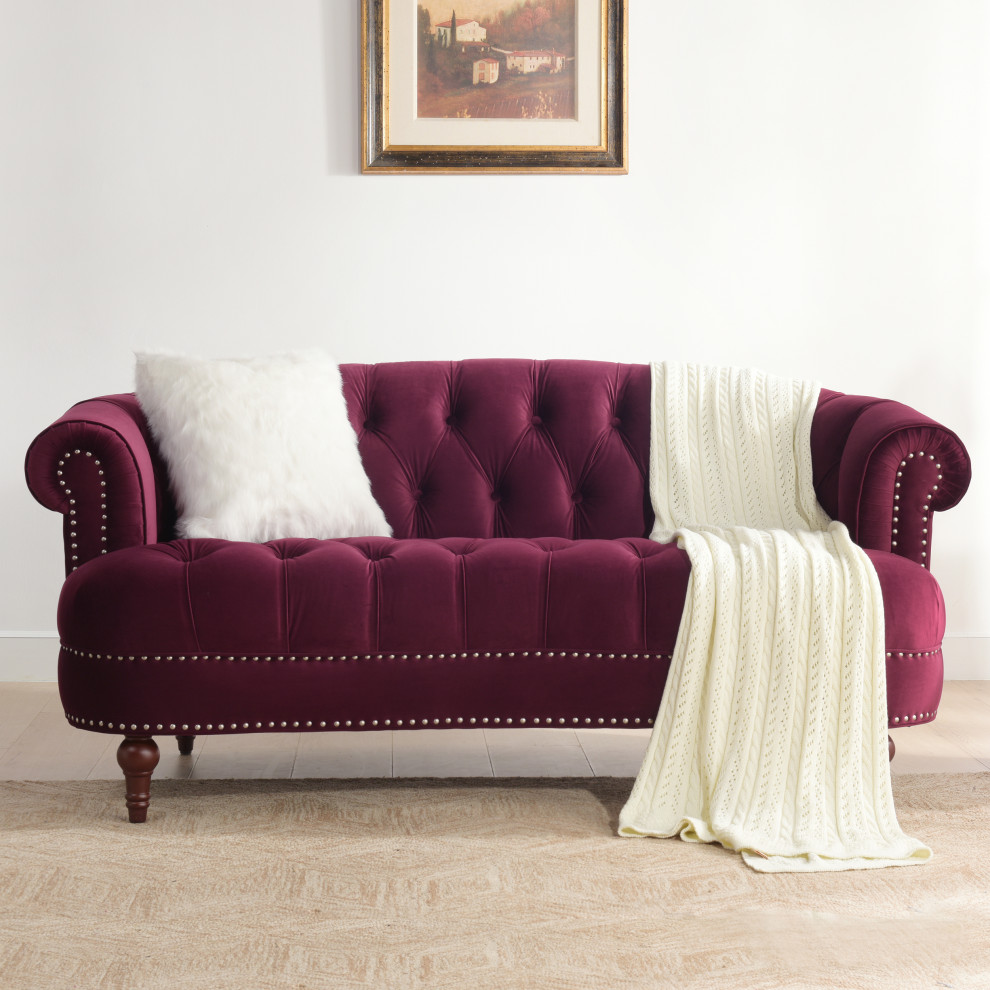 La Rosa Victorian Chesterfield Loveseat   Eclectic   Loveseats   by Jennifer Taylor Home  Houzz