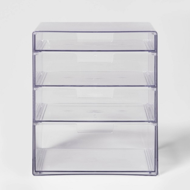 4 Drawer Stackable Countertop Organizer Clear